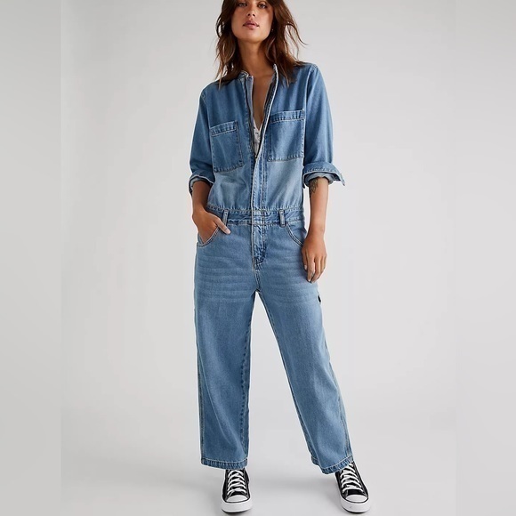 FREE PEOPLE x Sandrine Rose Denim Jumpsuit - Picture 1 of 13